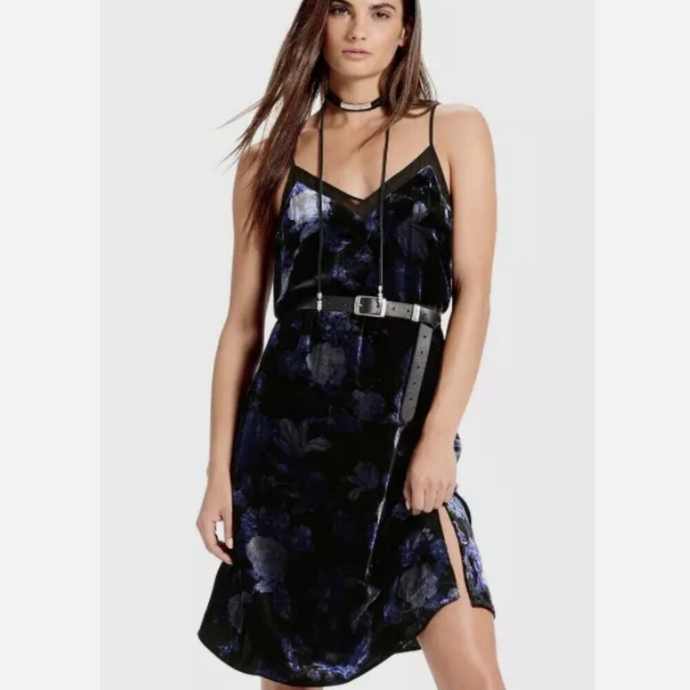 NWOT Lucky Brand Floral Velvet Slip Tank Dress sz.XS